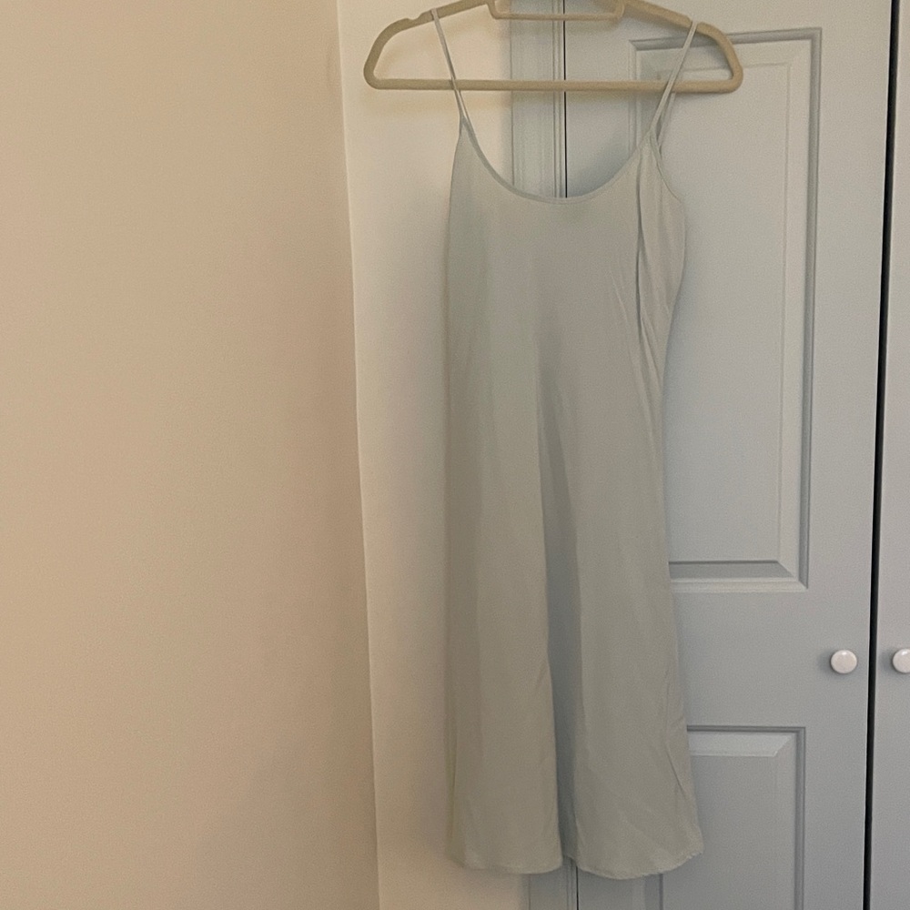 Ralph Lauren Blue Label Silk Short Sleeve Fitted Midi Dress Dusty Blue - Medium - Picture 3 of 16